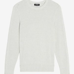 Express - White Heather Seed Stitched Crew Neck Sweater … S … NWT